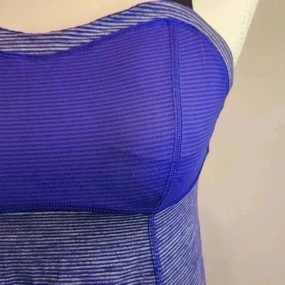 Lululemon Run  Catch Me Tank Top Yoga Running Purple Black Cross Back Size 4 - Picture 6 of 11
